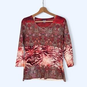 Y2K Red Patterned Top